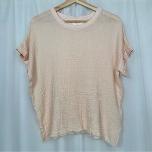Nation LTD Womens Gauzy Top Size M Peach Oversized Beachy Minimalist Shabby Chic